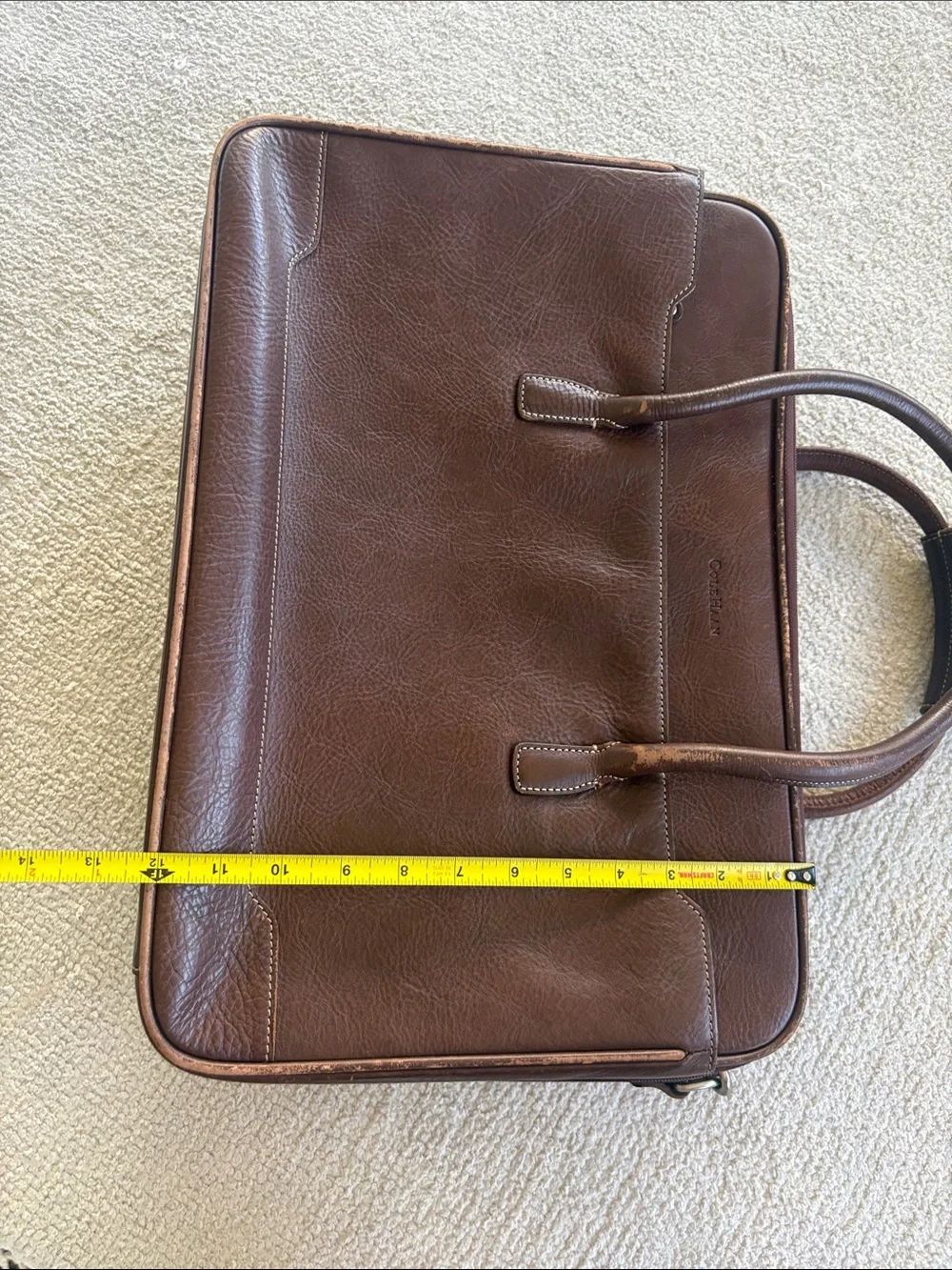 Vintage Cole Haan Brown Leather Briefcase with Shoulder Strap
